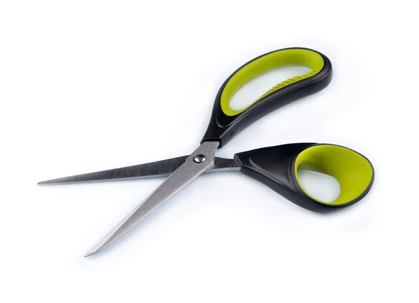 Scissors with black and light green handle — Stock Photo, Image