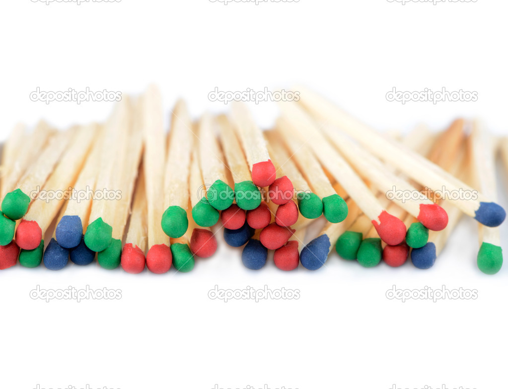 Group of multi-colored matchsticks