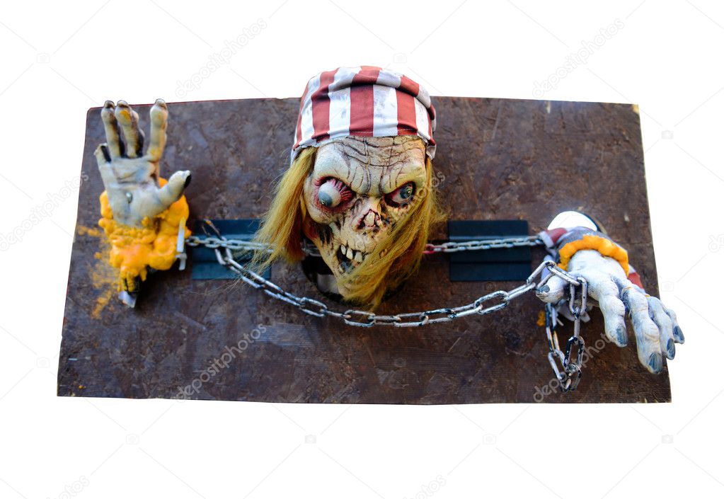 Pirate skeleton on the shackles