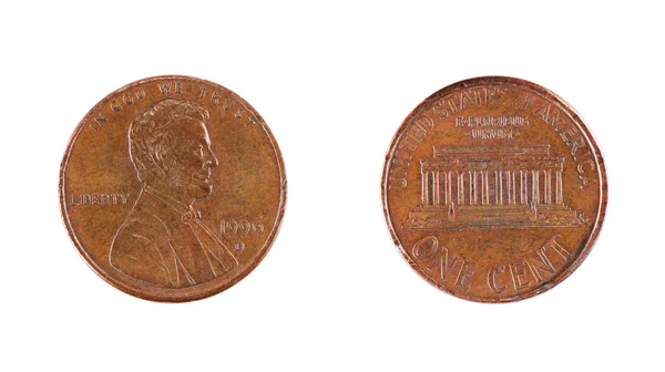 Американская монета на один цент — стоковое фото