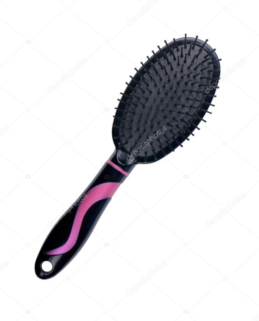 Black and pink comb isolated on white background