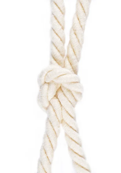 Seil mit Knoten isoliert auf weißem Hintergrund — Stockfoto