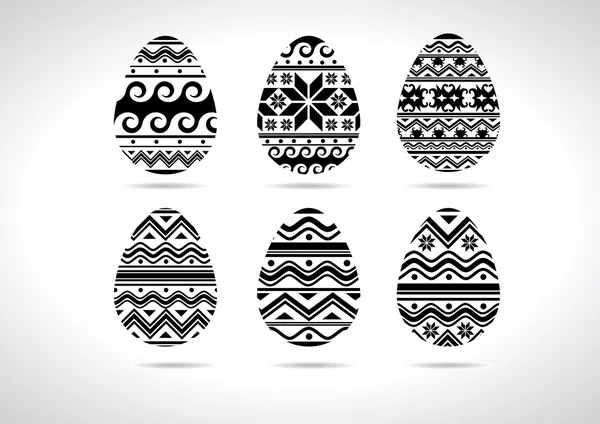 Easter eggs ukrainian national Black & white pattern — Stock Vector