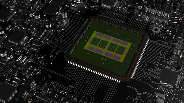 Een Fragment Van Computerhardware Componenten Krachtige Cpu Een Chip — Stockfoto