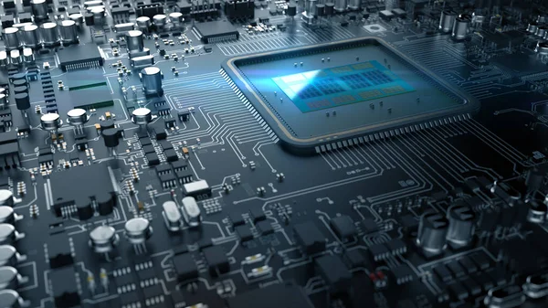 Fragment Computer Hardware Components Powerful Cpu Chip — Stock Photo, Image
