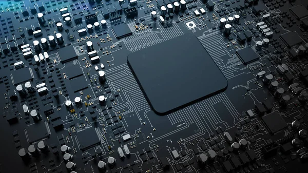 Ein Fragment Von Computerhardwarekomponenten Leistungsstarkes Cpu Auf Einem Chip — Stockfoto