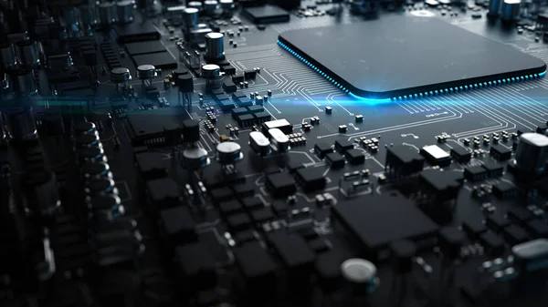 Ein Fragment Von Computerhardwarekomponenten Leistungsstarkes Cpu Auf Einem Chip — Stockfoto