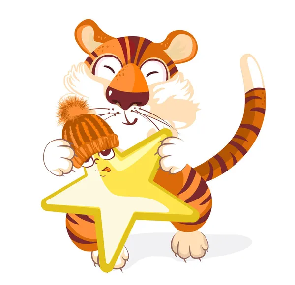 Tigre Pequeno Bonito Diferentes Situações Personagem Desenhos Animados Animais Selvagens — Fotografia de Stock