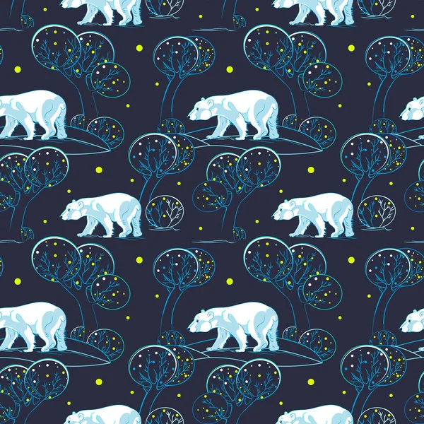 Bezproblémový Vzor Vektorovou Ilustrací Polárního Medvěda Pozadí Roztomilým Lední Medvěd — Stockový vektor