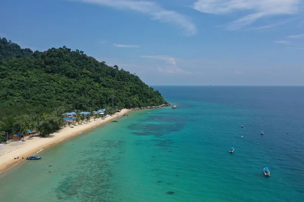 Foto Del Dron Isla Tropical Tioman Con Hermoso Mar Azul — Foto de Stock