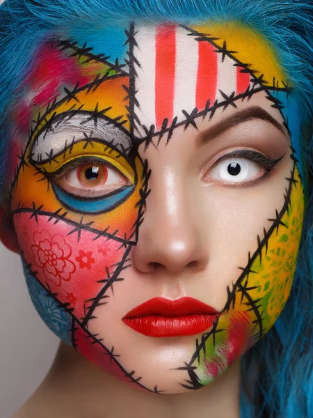 Close up color women face art — Stock Photo, Image