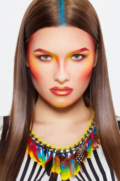 Beautiful fashion woman color face art