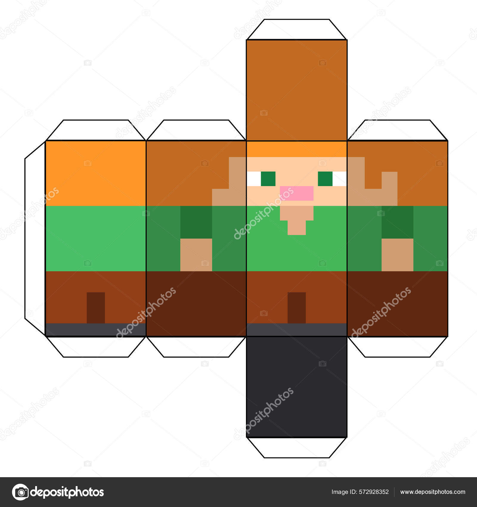 Papercraft Pixel Character Papercraft Classic Blocks Pixel