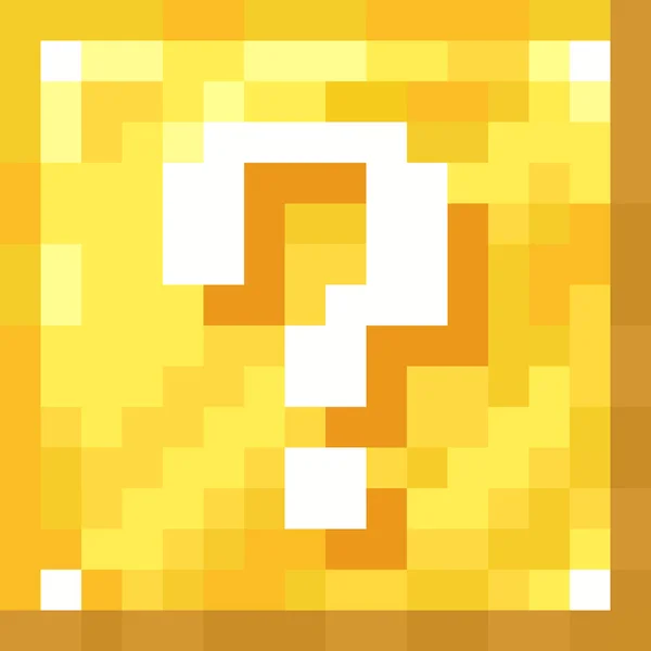 Счастливый Блок Желтый Вопрос Цвет Пиксельной Коробки Вопросительным Знаком Векторная — стоковый вектор
