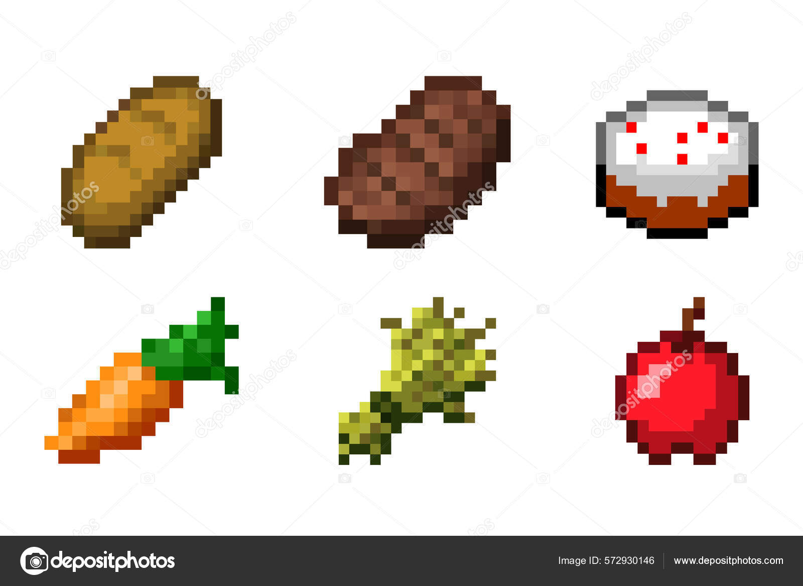 Pixel bread for game assets Royalty Free Vector Image