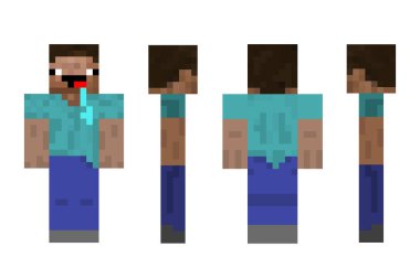 Piksel karakteri. Kahraman oyunu konsepti. Oyun karakterinin dört yansıması. Minecraft Steve. Oyun konsepti. Vektör illüstrasyonu