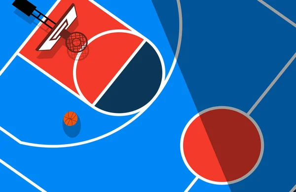 Basketballplatz Markierungslinien Auf Blauem Hintergrund Vektorillustration — Stockvektor