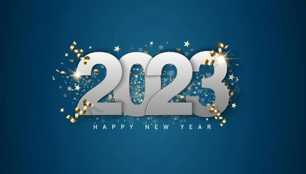 Feliz Año Nuevo 2023 Plantilla Diseño Tarjeta Felicitación Vacaciones Invierno — Vector de stock