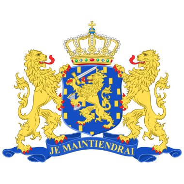 Hollanda arması, Batı Avrupa 'da Karayipler' de bulunan bir ülkedir. Vektör illüstrasyonu