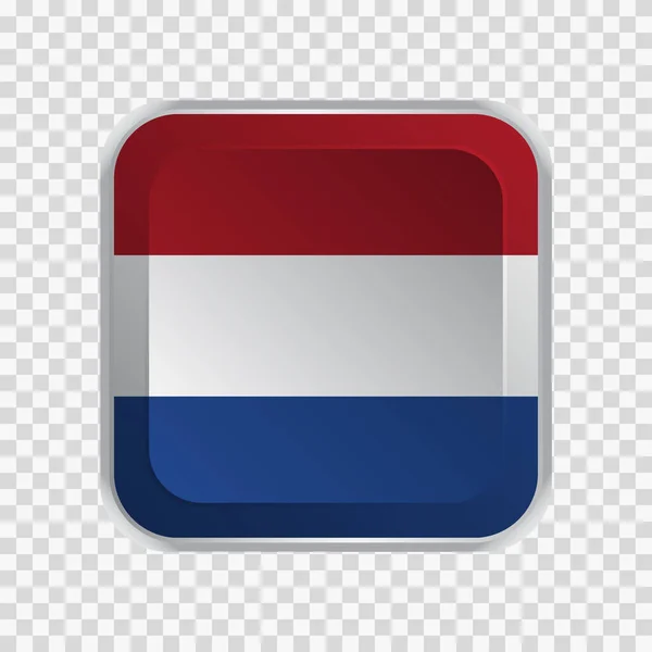 Flagge Der Niederlande Auf Quadratischem Knopf Auf Transparentem Hintergrundelement Für — Stockvektor