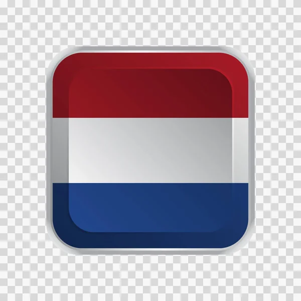 Flagge Der Niederlande Auf Quadratischem Knopf Auf Transparentem Hintergrundelement Für — Stockvektor