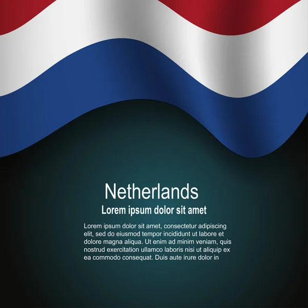 Flagge Der Niederlande Auf Dunklem Hintergrund Mit Text Vektorillustration — Stockvektor