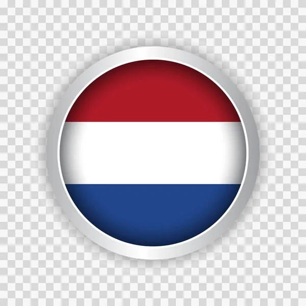 Flagge Der Niederlande Auf Rundem Knopf Auf Transparentem Hintergrundelement Für — Stockvektor