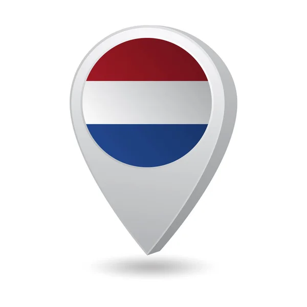 Flagge Der Niederlande Auf Markierungskarte Vektorillustration — Stockvektor