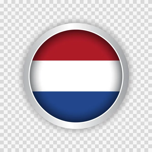 Nederländernas Flagga Rund Knapp Transparent Bakgrundselement För Webbplatser Vektorillustration — Stock vektor