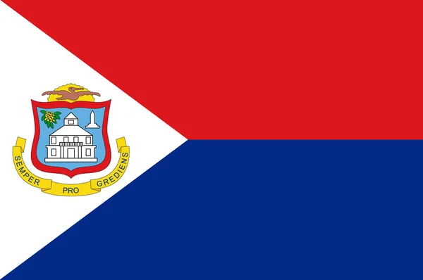 シント マールテンの旗は カリブ海のオランダ王国の構成国です 3Dイラスト — ストック写真
