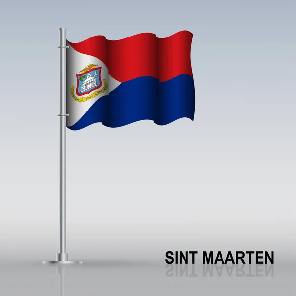 Die Flagge Von Sint Maarten Weht Einem Fahnenmast Auf Dem — Stockvektor