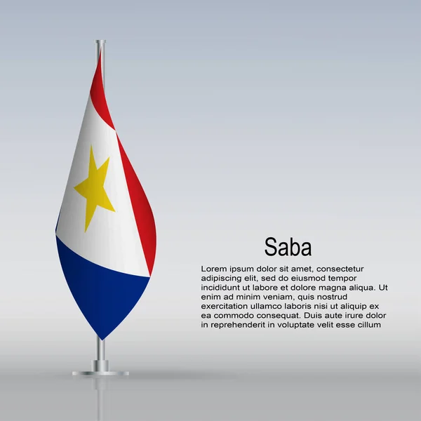 Drapeau Saba Accroché Mât Sur Table Illustration Vectorielle — Image vectorielle