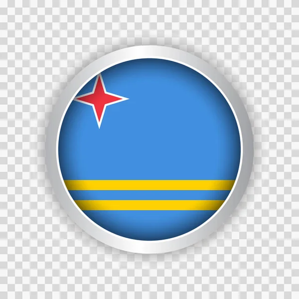 Vlag Van Aruba Ronde Knop Transparant Achtergrond Element Voor Websites — Stockvector