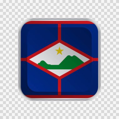 Web siteleri için saydam arkaplan ögesi üzerinde kare düğmesi üzerinde Sint Eustatius bayrağı. Vektör illüstrasyonu