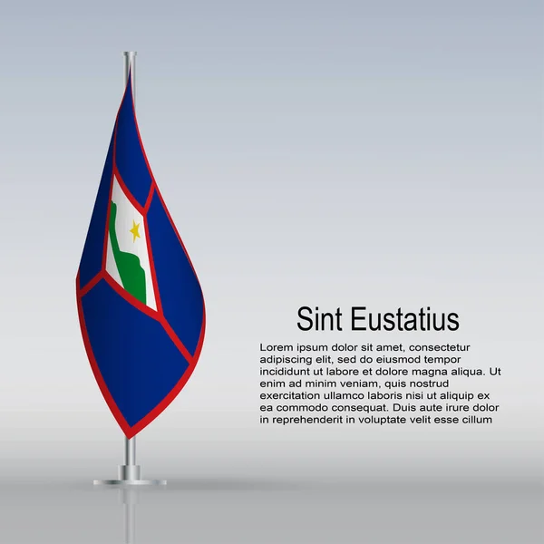 Bendera Sint Eustatius Tergantung Tiang Bendera Berdiri Atas Meja Ilustrasi - Stok Vektor