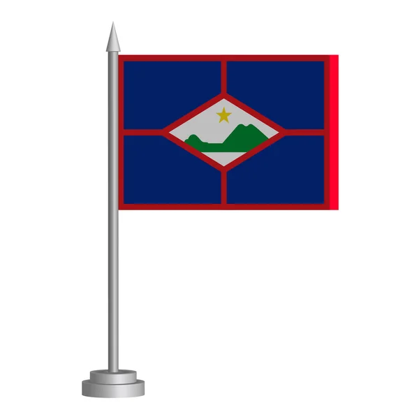 Bayrak Direğinde Dalgalanan Sint Eustatius Bayrağı Masanın Üzerinde Duruyor Vektör — Stok Vektör