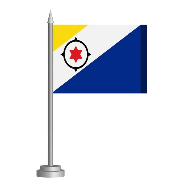 Bandera Bonaire Ondeando Sobre Asta Bandera Está Sobre Mesa Ilustración — Vector de stock