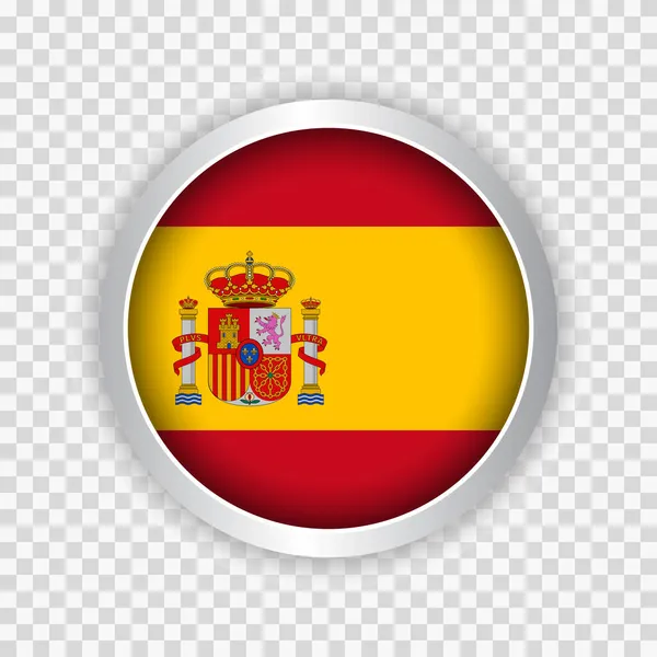 Vlag Van Spanje Ronde Knop Transparante Achtergrond Voor Websites Vectorillustratie — Stockvector
