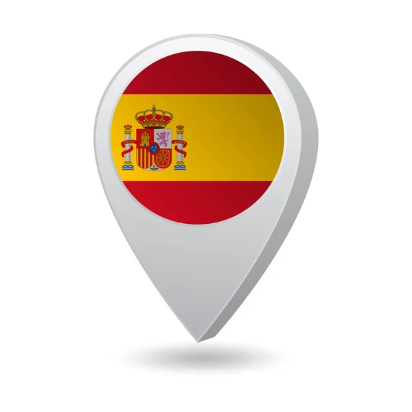 Bandera España Mapa Marcador Ilustración Vectorial — Vector de stock