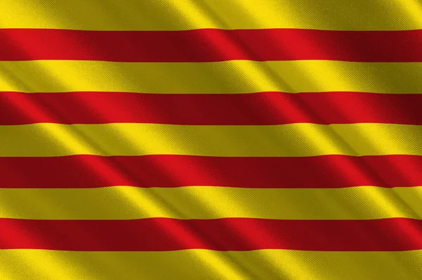 Flaga Katalonii Jest Wspólnotą Autonomiczną Hiszpanii Wyznaczoną Jako Narodowość Przez — Zdjęcie stockowe