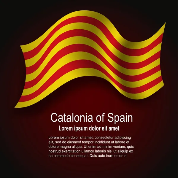 스페인의 카탈루냐 국기는 텍스트와 어두운 일러스트 — 스톡 벡터