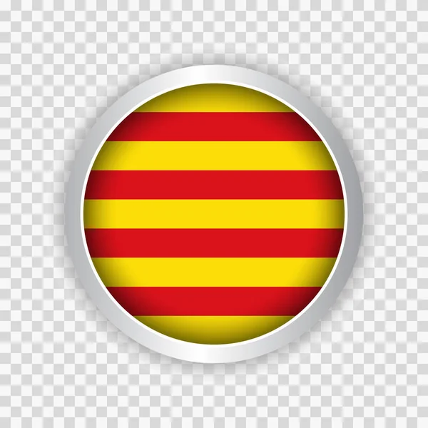西班牙加泰罗尼亚的旗帜在网站透明背景元素的圆形按钮上 矢量说明 — 图库矢量图片