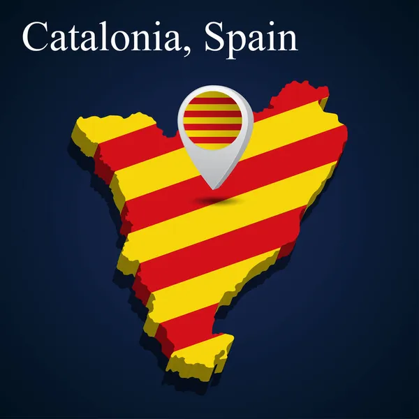 Bandeira Catalunha Espanha Mapa Sobre Fundo Escuro Ilustração Vetorial — Vetor de Stock