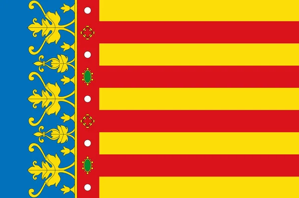 Vlag Van Valenciaanse Gemeenschap Een Autonome Gemeenschap Van Spanje Illustratie — Stockfoto