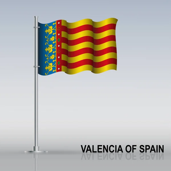 Bandeira Valência Espanha Que Voa Mastro Bandeira Está Sobre Mesa — Vetor de Stock
