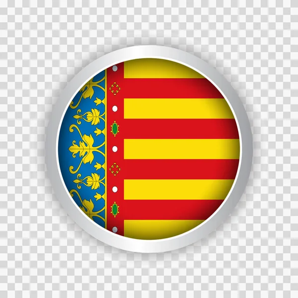 Flagge Von Valencia Von Spanien Auf Quadratischem Knopf Auf Transparentem — Stockvektor
