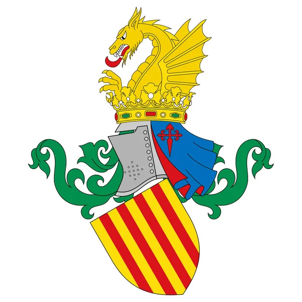 Герб Валенсійської Громади Автономне Співтовариство Іспанії Приклад Вектора — стоковий вектор