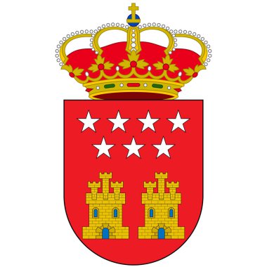Madrid Topluluğu arması İspanya 'nın 17 özerk topluluğundan biridir. Başkenti ve en büyük belediyesi Madrid 'dir. Vektör illüstrasyonu
