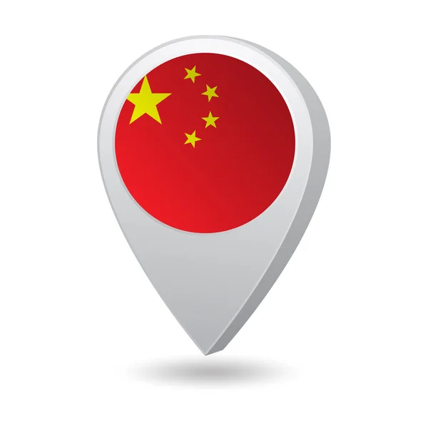 Flagge Von China Auf Markierungskarte Vektorillustration — Stockvektor
