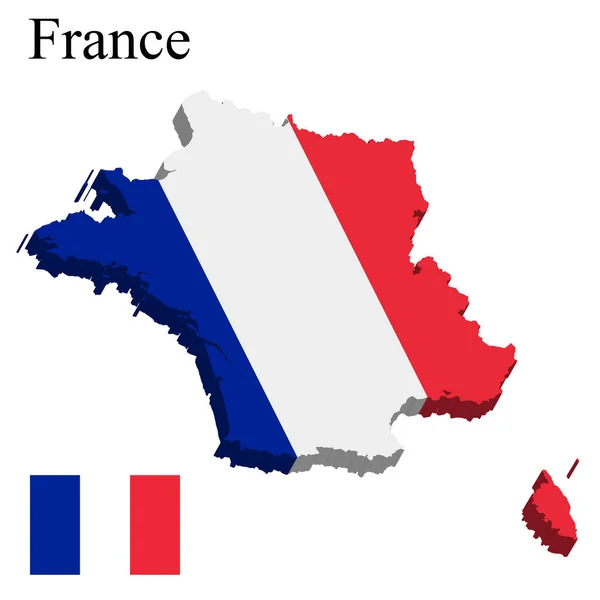 Flag France Map White Background Vector Illustration — Stock Vector